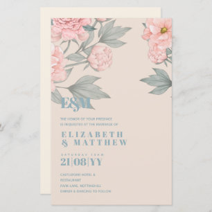 Peach Peonies Sage Floral budget Weddenschap