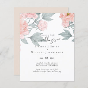 Peach Peonies Sage Floral budget Weddenschap