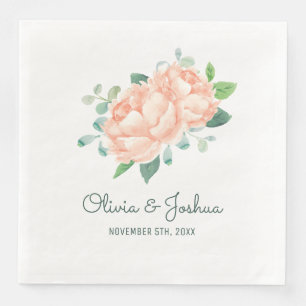 Peach Peony bruiloft Servetten