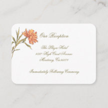 Peach Peony Floral Reception Insert-kaarten