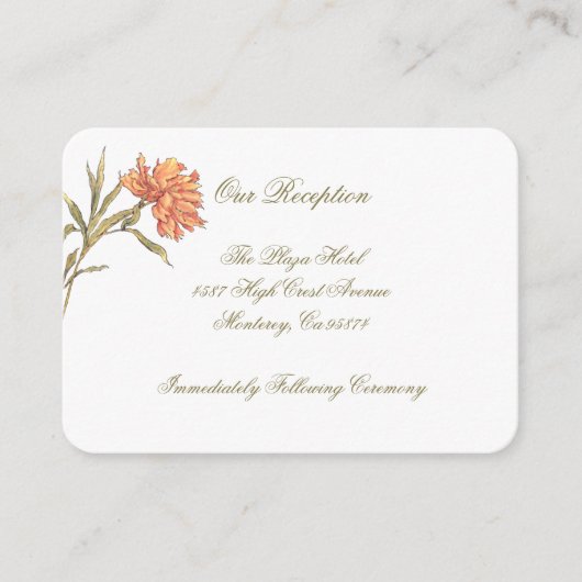 Peach Peony Floral Réception Insertion Cartes (Devant)