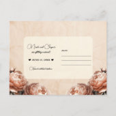 Peach Peony Flowers Rustic Save the Date Aankondigingskaart (Achterkant)
