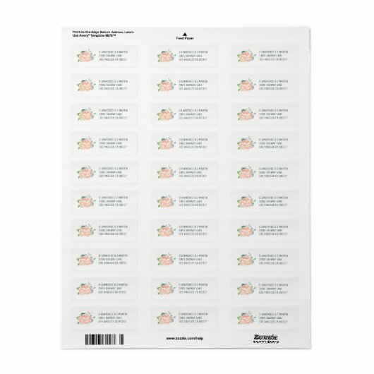 Peach Peony Retouradres Labels (Full Sheet)