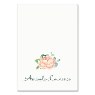 Peach Peony Watercolor Cartes de lieu personnalisé