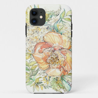 Peach Peony Waterverf iPhone Case