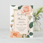Peach Petal Garden Invitation de mariage (Debout devant)
