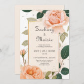 Peach Petal Garden Invitation de mariage (Devant / Derrière)