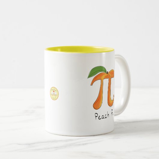 Peach Pi Cute Wiskunde Pi Day Koffie-Mok Tweekleurige Koffiemok (Voorkant rechts)