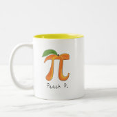 Peach Pi Cute Wiskunde Pi Day Koffie-Mok Tweekleurige Koffiemok (Links)