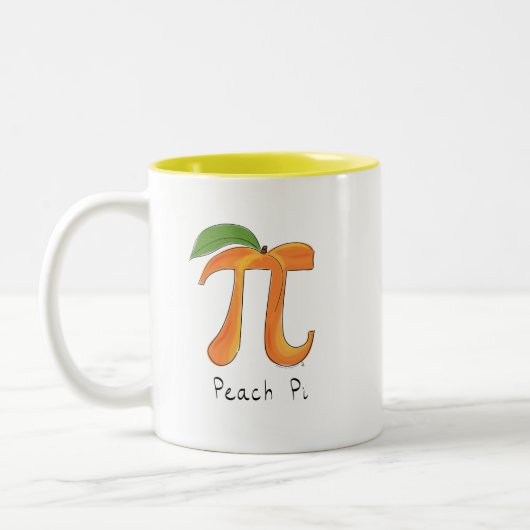 Peach Pi Cute Wiskunde Pi Day Koffie-Mok Tweekleurige Koffiemok (Links)