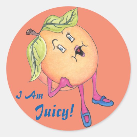 'Peach Pia' Glanzende ronde Sticker (Voorkant)