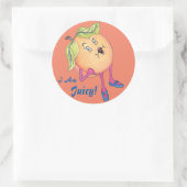 'Peach Pia' Glanzende ronde Sticker (Tas)