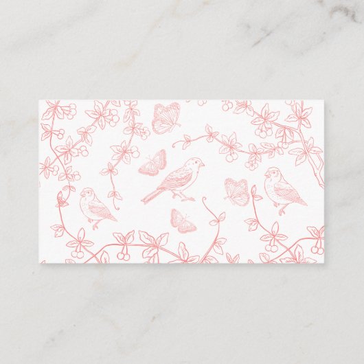 Peach Pink Chinoiserie Luier Raffle Ticket Informatiekaartje (Achterkant)