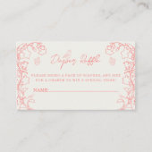 Peach Pink Chinoiserie Luier Raffle Ticket Informatiekaartje (Voorkant)