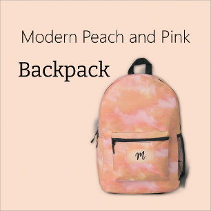 Peach & Pink Clouds Initiaal letter "M" in pocket Bedrukte Rugzak