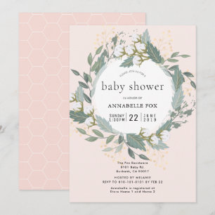 Peach Pink Cotton Garden Krans Baby shower Kaart