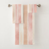  Peach Pink Cream Stripes Bad Handdoek (Insitu)