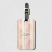  Peach Pink Cream Stripes Bagagelabel (Voorkant (verticaal))