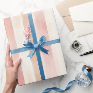  Peach Pink Cream Stripes Cadeaupapier