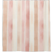 Peach Pink Cream Stripes Douchegordijn (Voorkant)
