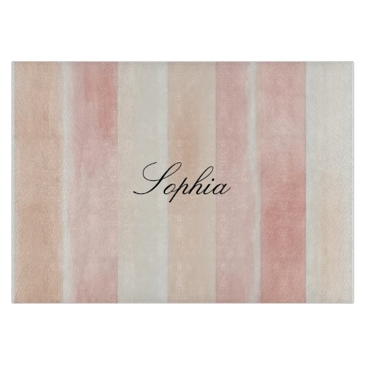  Peach Pink Cream Stripes Snijplank (Voorkant)