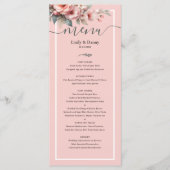 Peach Pink Elegant Botanical Mariage Menu (Devant)