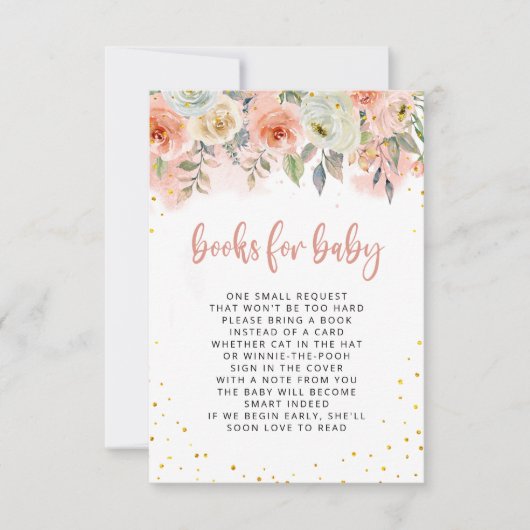 Peach Pink Floral met gouden glitter boeken voor B Kaart (Voorkant)