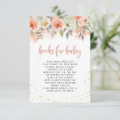 Peach Pink Floral met gouden glitter boeken voor B Kaart (Staand voorkant)