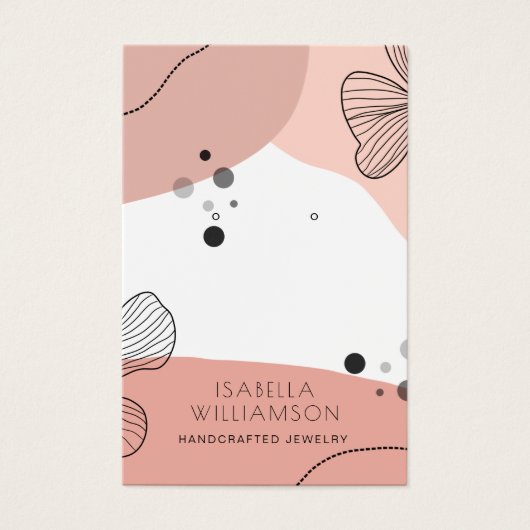 Peach Pink Flower Sketch Earring Carte d'affichage (Devant)