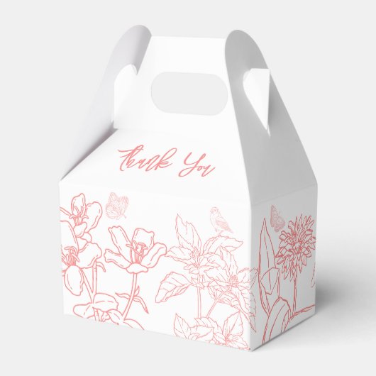 Peach Pink Garden Chinoiserie Baby shower Bedankdoosjes (Achterkant)