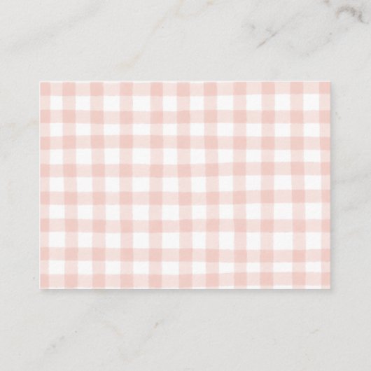 Peach Pink Gingham Pattern Informatiekaartje (Achterkant)