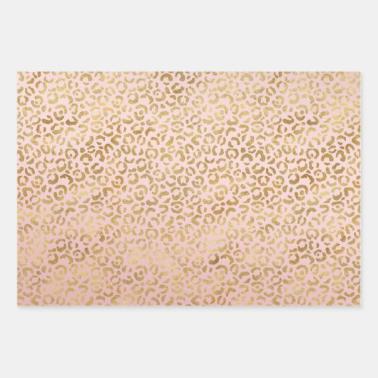 Peach Pink Gold Glitz Sparkle Zebra Print Inpakpapier Vel (Voorkant 3)