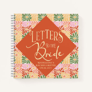 Peach Pink Groovy Bloemen Abstract Notitieboek