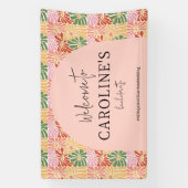 Peach Pink Groovy Bloemen Abstract Spandoek (Verticaal)