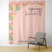 Peach Pink Groovy Bloemen Abstract Wandkleed (In situ)