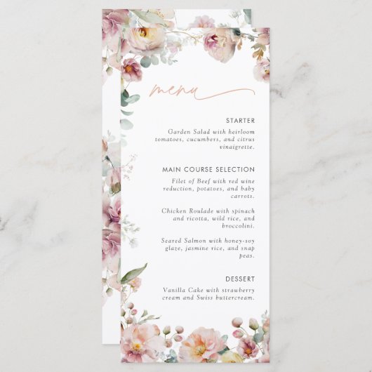  Peach Pink Love is in het Vrijgezellenfeest Bloom Menu (Voorkant / Achterkant)