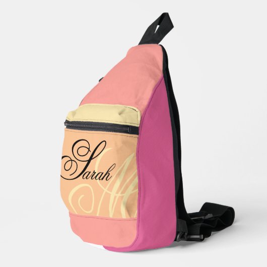 Peach Pink Nom Monogramme Coupe Sac à coudre (Coin droit)