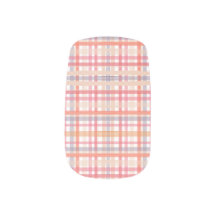 Peach & Pink Plaid MINX Nail Art Decals