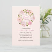 Peach Pink Spring Roos Bridal Shower Invitation Kaart (Staand voorkant)