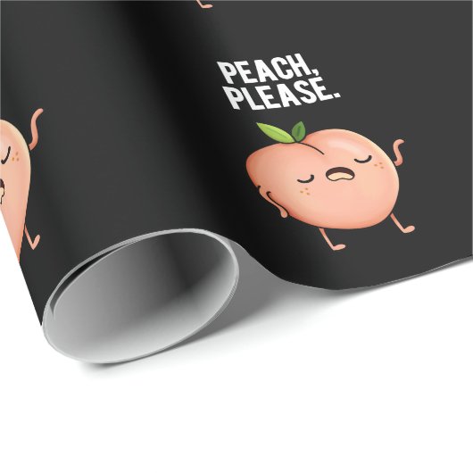 Peach Please Funny Fruit Pun Dark BG Cadeaupapier (Rol Hoek)