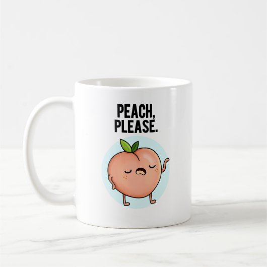 Peach Please Funny Fruit Pun Koffiemok (Links)