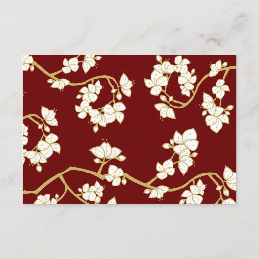 Peach/Plum Blossoms And Double Happiness Wedding Informatiekaartje (Achterkant)