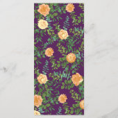 Peach Plum Purple Peony Rose Menu Mariage (Dos)