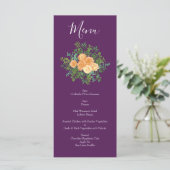 Peach Plum Purple Peony Rose Menu Mariage (Debout devant)