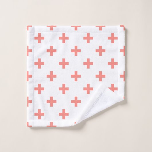 Peach polka croise sur blanc (Gant de toilette)