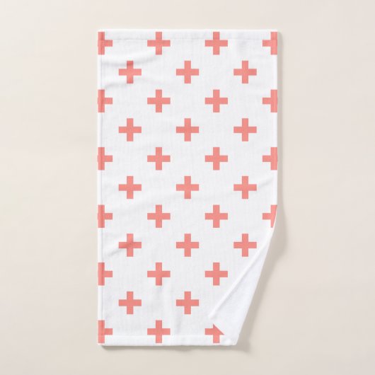 Peach polka croise sur blanc (Serviette à main)