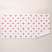 Peach polka croise sur blanc (Serviette de bain)