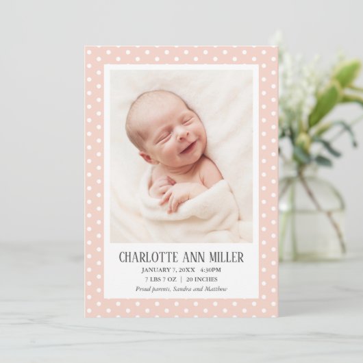 Peach Polka Dot Baby Carte photo (Debout devant)