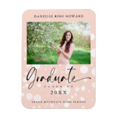 Peach Polka Dot Custom Photo Afstuderen Afstuderen Magneet (Verticaal)