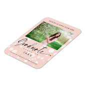 Peach Polka Dot Custom Photo Afstuderen Afstuderen Magneet (Linkerzijde)